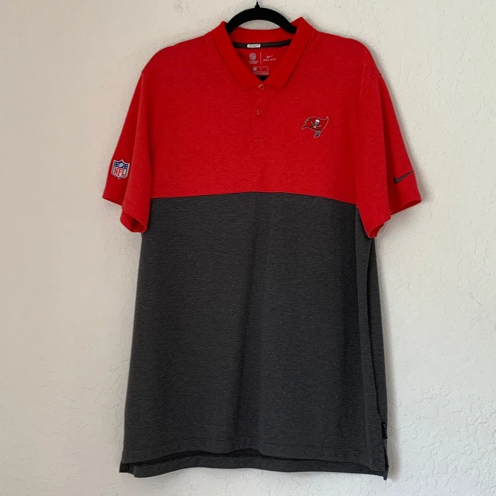 Nike NFL Tampa Bay Buccaneers Polo Men‎ XL Red Dri-FIT Onfield Football Tailgate